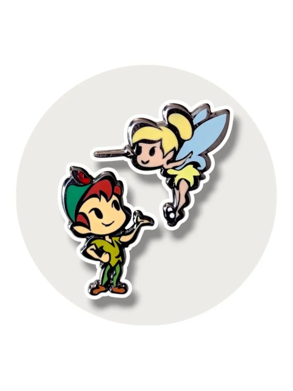 Peter Pan Disney Pins: Cutie Tinker Bell and Stylized Peter
